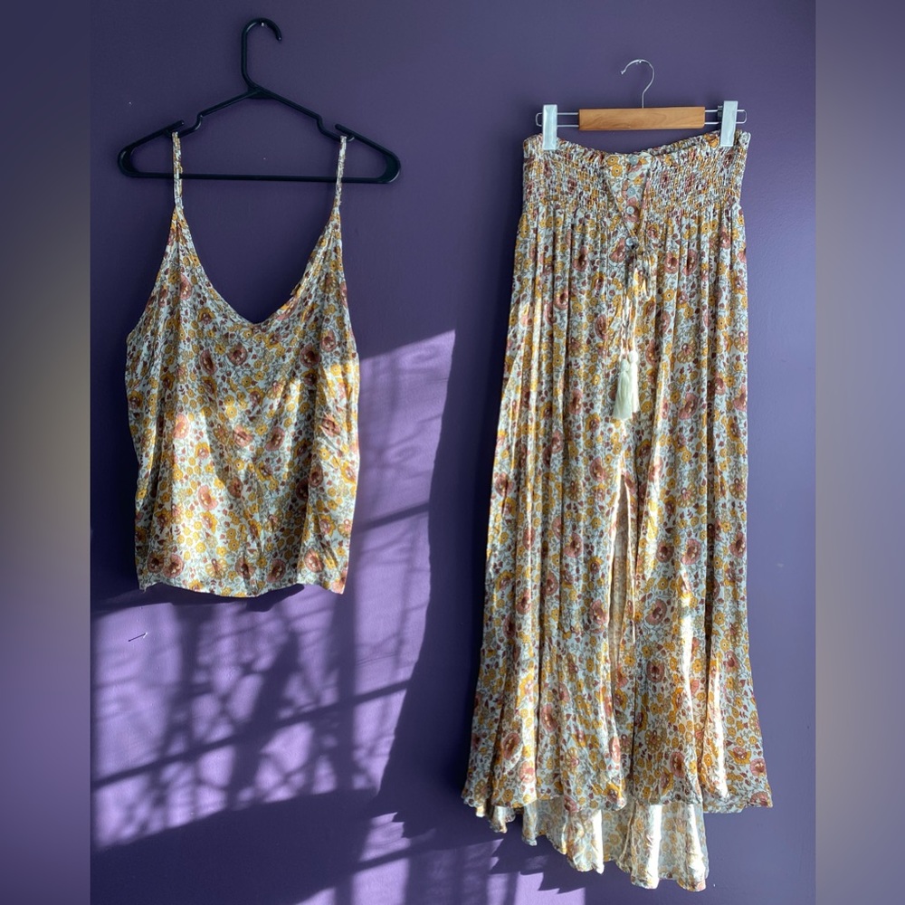 Cynthia Rowley Floral High Low Maxi Skirt and Tank Set 🌼